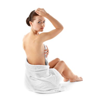 Güzel kız, beyaz tenli. Spa konsepti