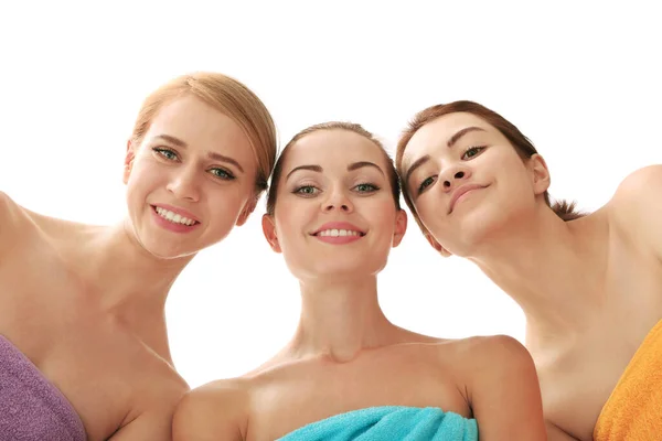 Three Beautiful Women Isolated White — Stock Photo, Image