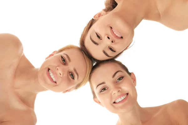 Tres Hermosas Mujeres Aisladas Blanco — Foto de Stock