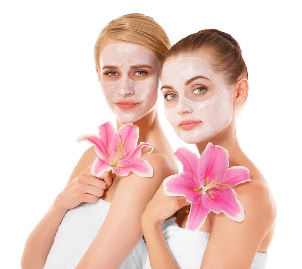 Two Beautiful Women Lilies Isolated White — Stock Photo, Image