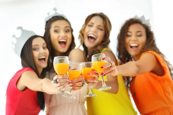 Beautiful Girls Cocktails Light Background — Stock Photo, Image