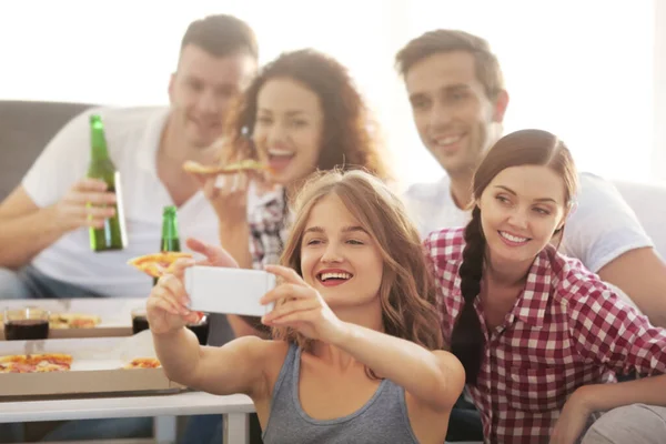 Friends Taking Selfie Home Party — Stock Photo, Image