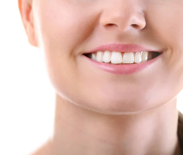 Young Woman Smiling White Background — Stock Photo, Image