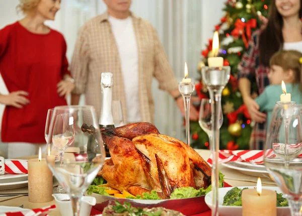 Close View Table Served Christmas Dinner — Stock Photo, Image