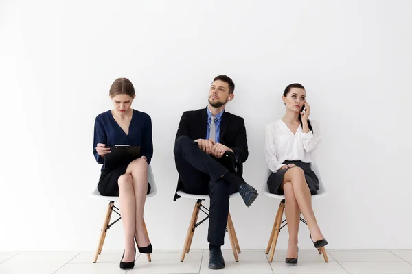 Group People Waiting Job Interview White Background — Stock Photo, Image