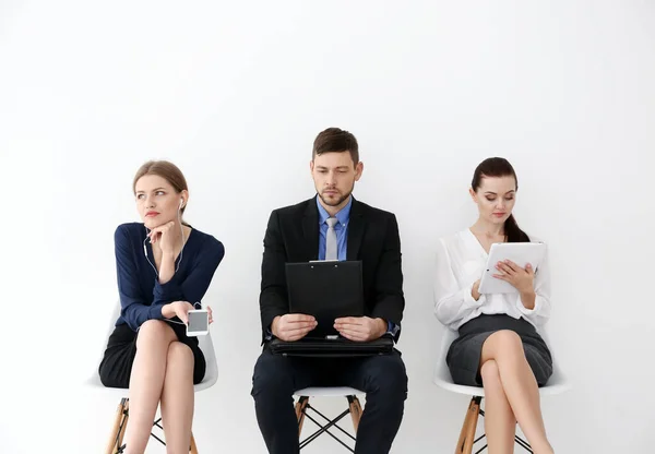 Group People Waiting Job Interview White Background — Stock Photo, Image