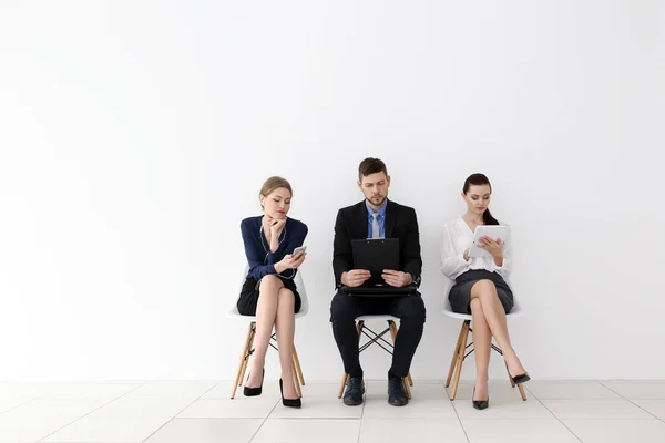 Group People Waiting Job Interview White Background — Stock Photo, Image