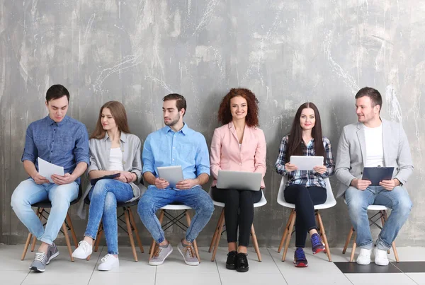 Group People Waiting Job Interview Hall — Stock Photo, Image