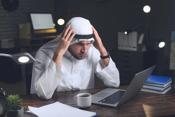 Tired Asian Businessman Working Office Late Night — Stock Photo, Image