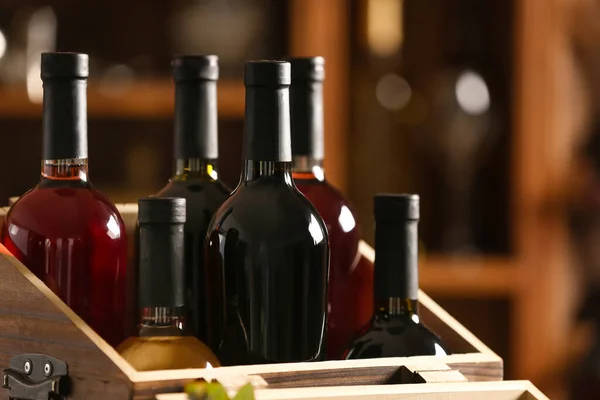 Box Bottles Tasty Wine Cellar — Stock Photo, Image