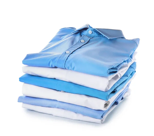 Stack Clean Clothes White Background — Stock Photo, Image