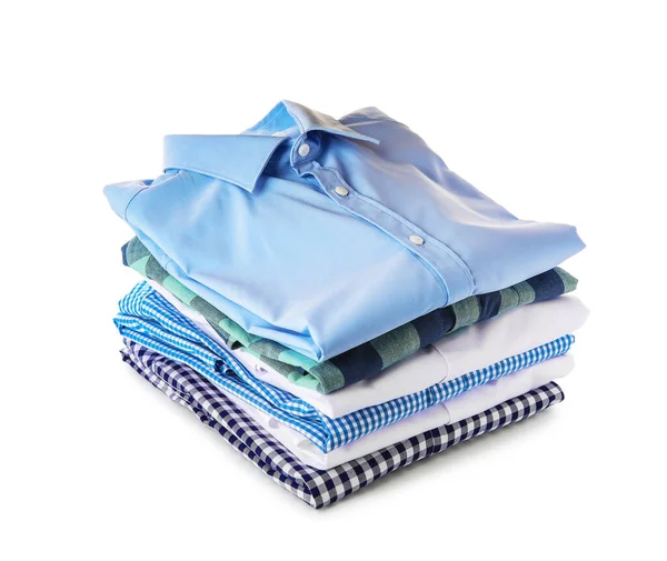 Stack Clean Clothes White Background — Stock Photo, Image