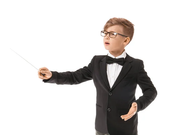 Little Conductor White Background — Stock Photo, Image