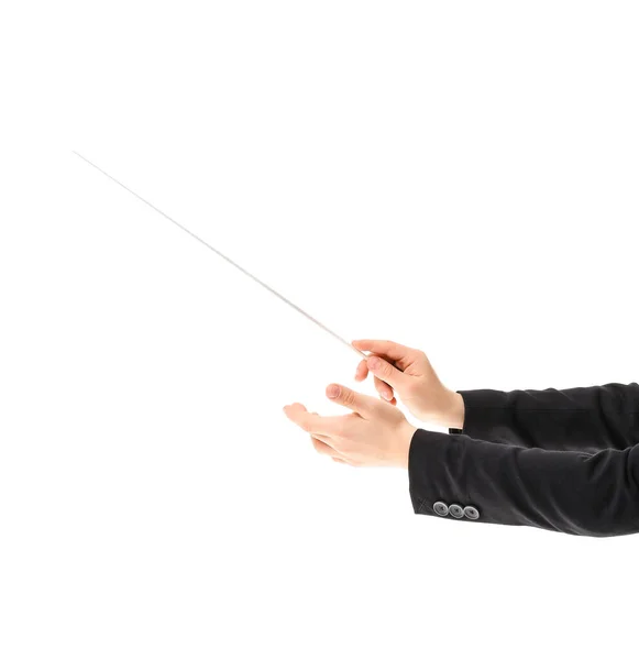 Mains Petit Conducteur Sur Fond Blanc — Photo