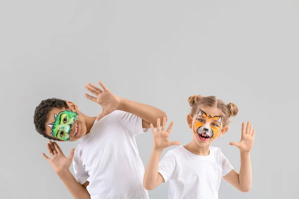 Funny Children Face Painting Light Background — Stock Photo, Image