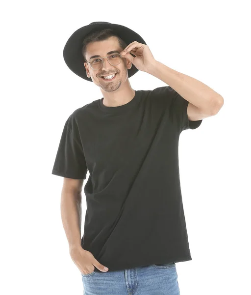 Man Stylish Shirt White Background — Stock Photo, Image