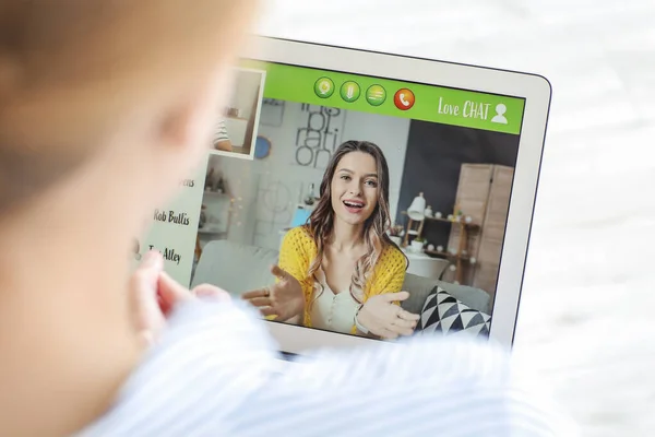 Woman Video Chatting Home — Stock Photo, Image