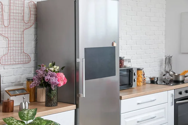 Chalkboard Door Refrigerator Kitchen — Stock Photo, Image