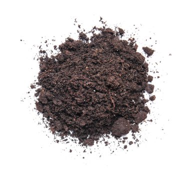 beyaz zemin üzerine toprak yığını