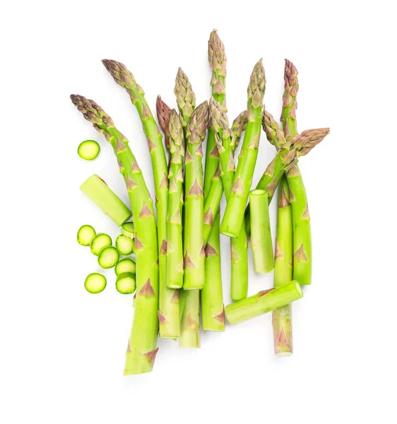 Asparagi Freschi Sfondo Bianco — Foto Stock