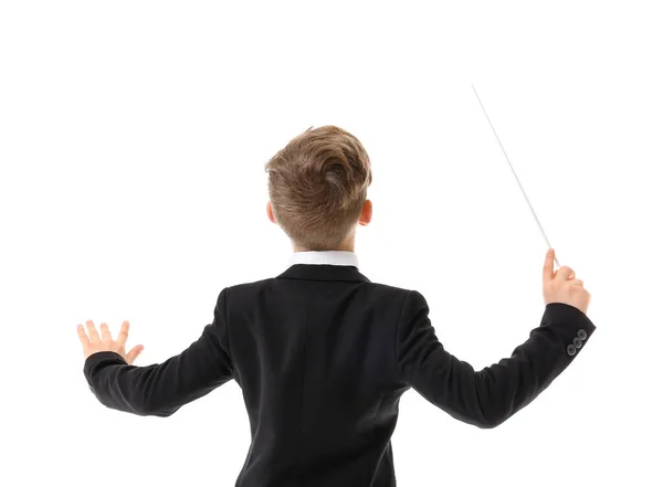 Little Conductor White Background — Stock Photo, Image