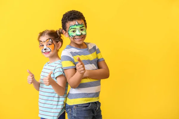 Funny Children Face Painting Color Background — Stock Photo, Image