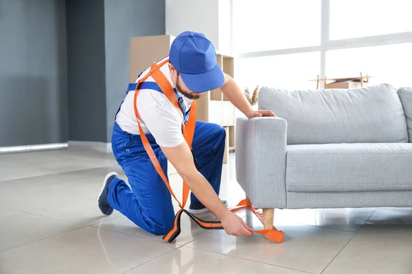 Carregador Com Correias Carga Para Transporte Móveis — Fotografia de Stock