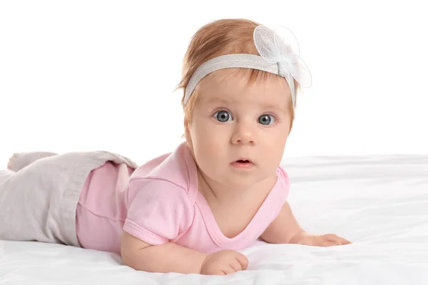 Cute Little Baby White Background — Stock Photo, Image