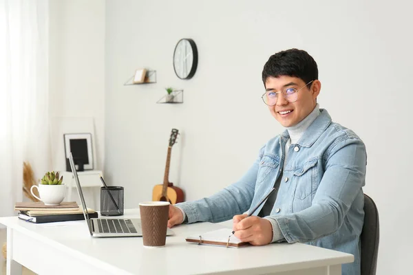 Young Asian Man Working Home — Stock Photo, Image