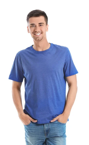 Man Stylish Shirt White Background — Stock Photo, Image