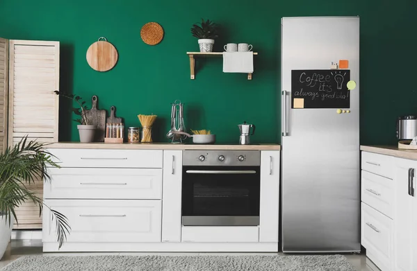 Interior Modern Kitchen Refrigerator — Stock Photo, Image