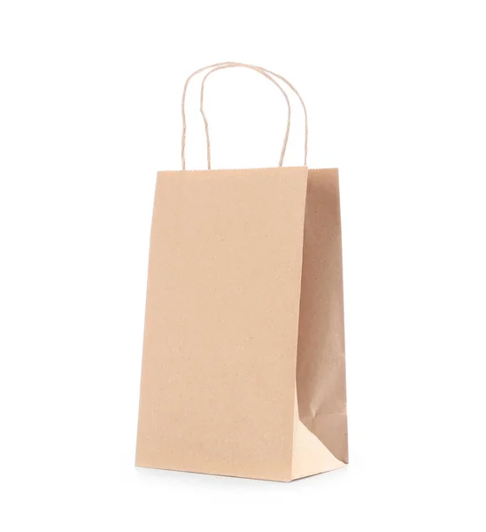 Sac Provisions Papier Sur Fond Blanc — Photo