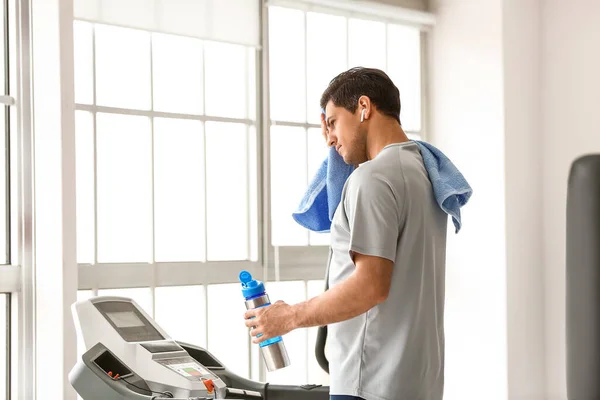 Young Man Resting Training Treadmill Gym Royalty Free Stock Images