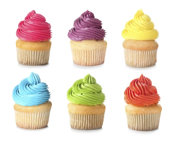 Colorful Cupcakes White Background — Stock Photo, Image