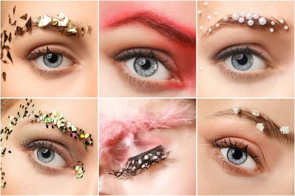 Junge Frauen Mit Kreativen Augenbrauen Nahaufnahme — Stockfoto
