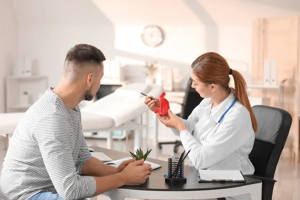 Gastroenterologist Explaining Man His Diagnosis Clinic — Stock Photo, Image