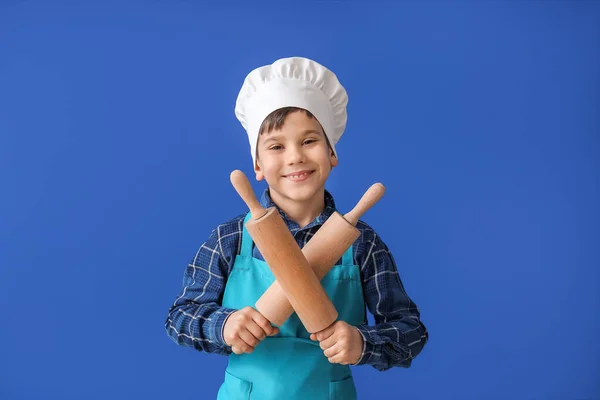 Porträtt Liten Kock Färg Bakgrund — Stockfoto