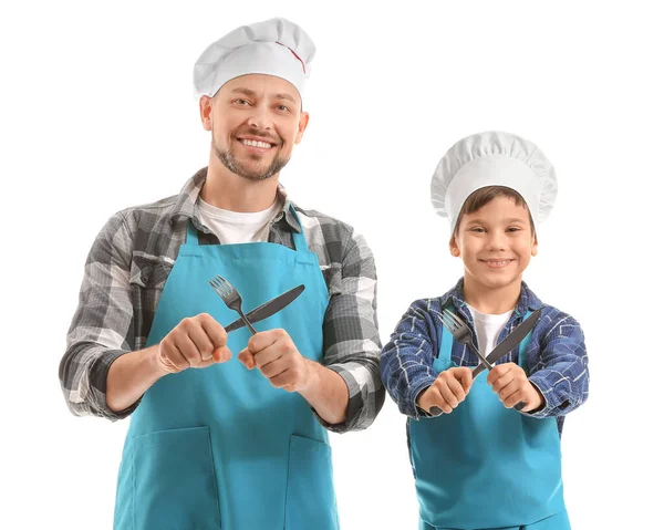 Retrato Del Chef Masculino Hijito Sobre Fondo Blanco —  Fotos de Stock