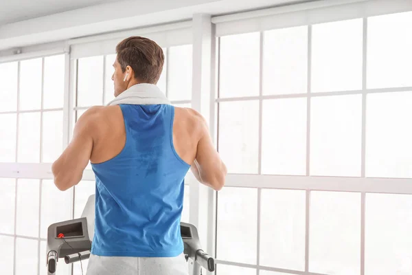 Young Man Training Treadmill Gym — Stock Photo, Image