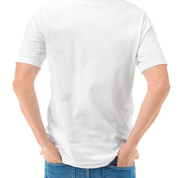 Mężczyzna Stylowej Koszulce Białym Tle — Zdjęcie stockowe