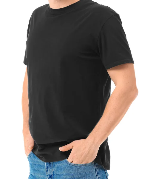 Homem Elegante Shirt Fundo Branco — Fotografia de Stock