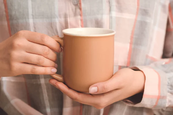 Woman Cup Tea Closeup — Stock Photo, Image