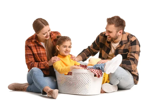 Family Laundry White Background — Stock Photo, Image