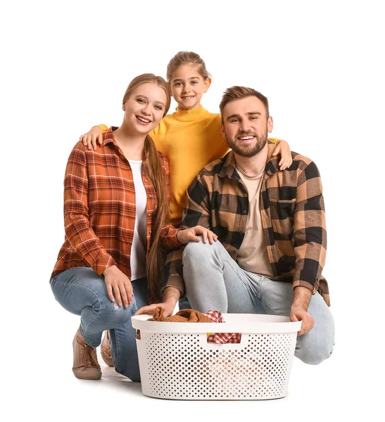 Family Laundry White Background — Stock Photo, Image