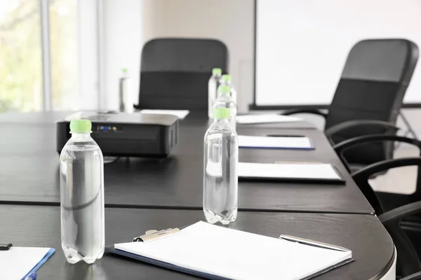 Table prepared for business meeting in office