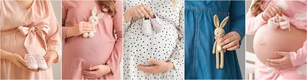 Collage Fotos Con Hermosas Mujeres Embarazadas — Foto de Stock