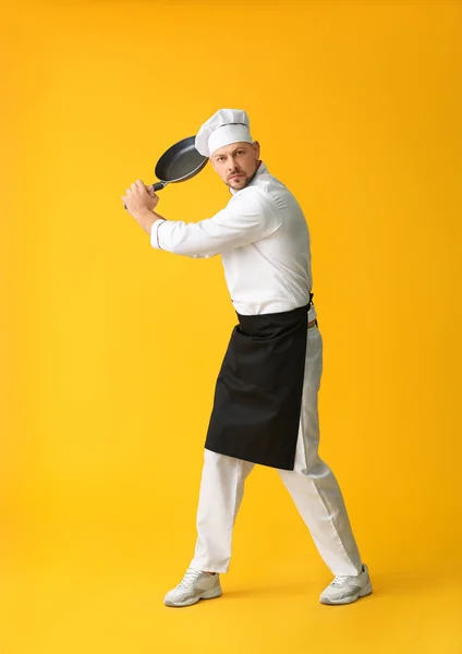 Portrait Male Chef Color Background — Stock Photo, Image