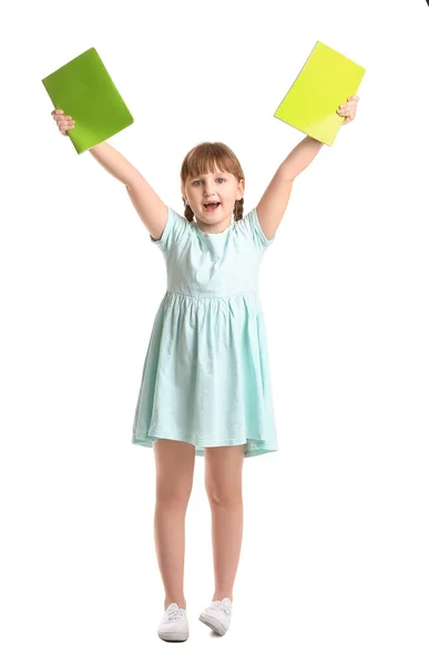 Happy Little Pupil White Background — Stock Photo, Image