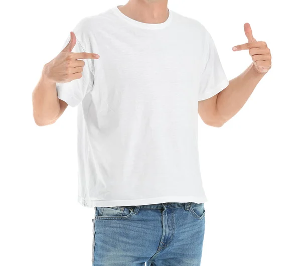 Man Stylish Shirt White Background — Stock Photo, Image
