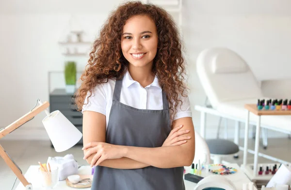 Portrait Manicure Master Beauty Salon — Stock Photo, Image